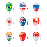 Helium Balloons with countires flags