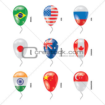 Helium Balloons with countires flags
