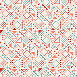 Vector Seamless Retro 80's  Jumble Geometric Line Shapes Blue Red Color Hipster Pattern on Grey Background