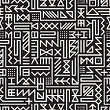 Vector Seamless Black And White Rounded Line Geometric Hipster Signs Pattern
