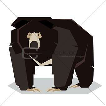 Flat polygonal Sloth Bear