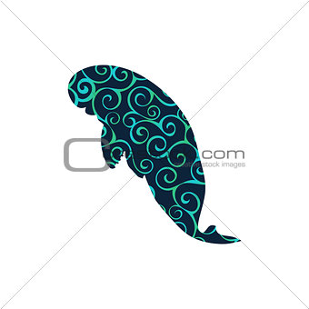 Manatee mammal sea spiral pattern color silhouette animal