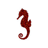 Seahorse aquatic spiral pattern color silhouette animal