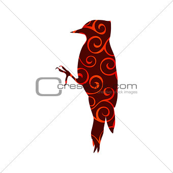 Woodpecker bird spiral pattern color silhouette animal