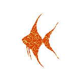 Scalare fish spiral pattern color silhouette aquatic animal