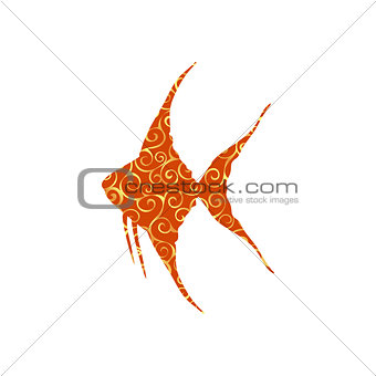 Scalare fish spiral pattern color silhouette aquatic animal