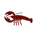 Crayfish spiral pattern color silhouette aquatic animal