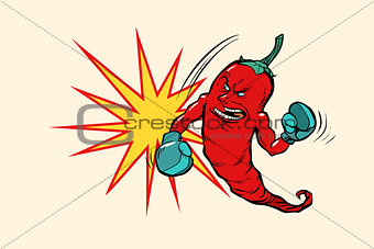 red chili pepper boxer character