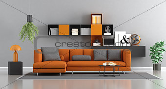 Modern orange and gray lounge