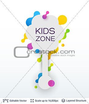 White badge Kids Zone sticker.