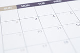Blank calendar page business management with timetable.