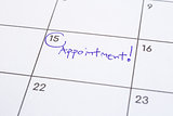 Mark event day with the word Appointment on calendar.