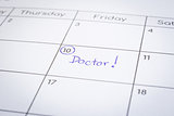 Making personal appointment schedule, the word Doctor.