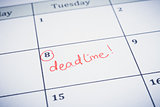 Deadline date writting on timeline planner. 