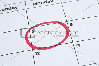 Circle mark important day and reminder calendar.