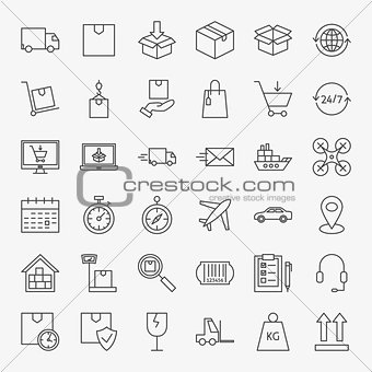 Delivery Line Icons Set
