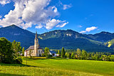 Austria traditional church with chapel in village