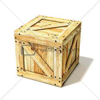 Wooden box. Side view. 3D
