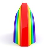 Abstract rainbow sign. Side view. 3D