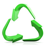 Green recycle sign, three arrows