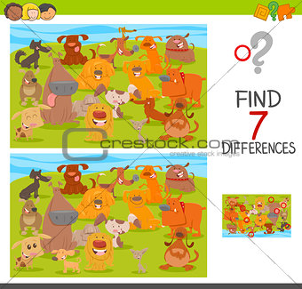find differences game with dogs animal characters