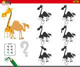 shadows activity game with giraffe and camel