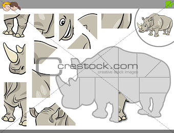 jigsaw puzzle game with rhinoceros animal