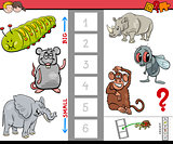 educational game for kids with large and small animals