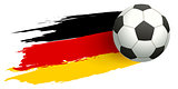 Soccer ball and flag of Germany. Goal concept