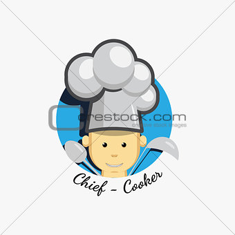 Flat icon logo of smiling chief cook