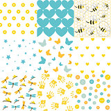 baby shower set of seamless backgrounds