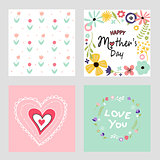 Happy mothers day template cards set