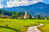 Austria traditional church with chapel in village
