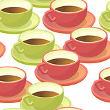 Cup with beverage seamless pattern. Vector illustration.