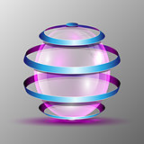 Transparent oval logo with colorful stripes