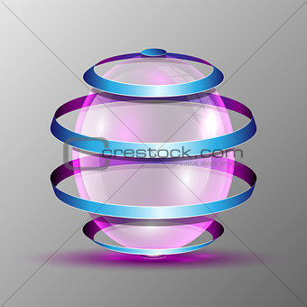 Transparent oval logo with colorful stripes