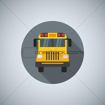 Flat color school bus icon. For printing, web and applications. Vector illustration