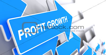 Profit Growth - Label on the Blue Cursor. 3D.