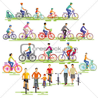 large group of cyclists, illustration