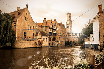 The famous Rozenhoedkaai in Bruges, Belgium