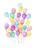 Watercolor varicolored air balloons