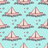 Marine pattern with paper ship