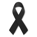 Black mourning ribbon isolated on white background. Vector illustration