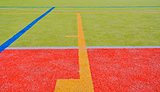 Color lines on playing field. Copy space. Sport texture and background