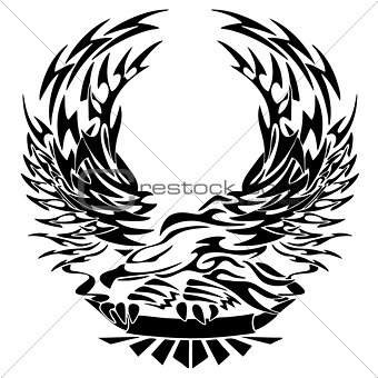 Tribal Eagle with Banner Vector Illustration