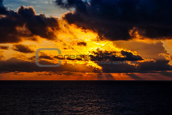 Dramatic sunset over the ocean