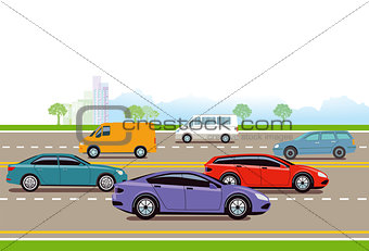 Expressway in the big city illustration
