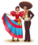 Young woman and man in Mexican national traditional clothes