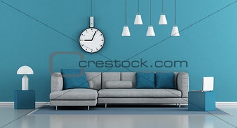 Blue minimalist living room
