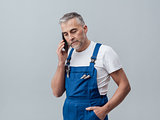 Repairman on the phone
